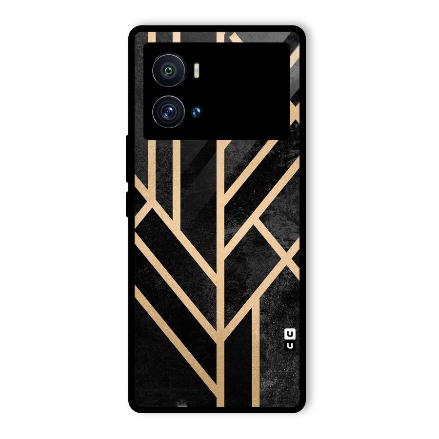 Tri Lines Gold Glass Back Case for Vivo iQOO 9 Pro