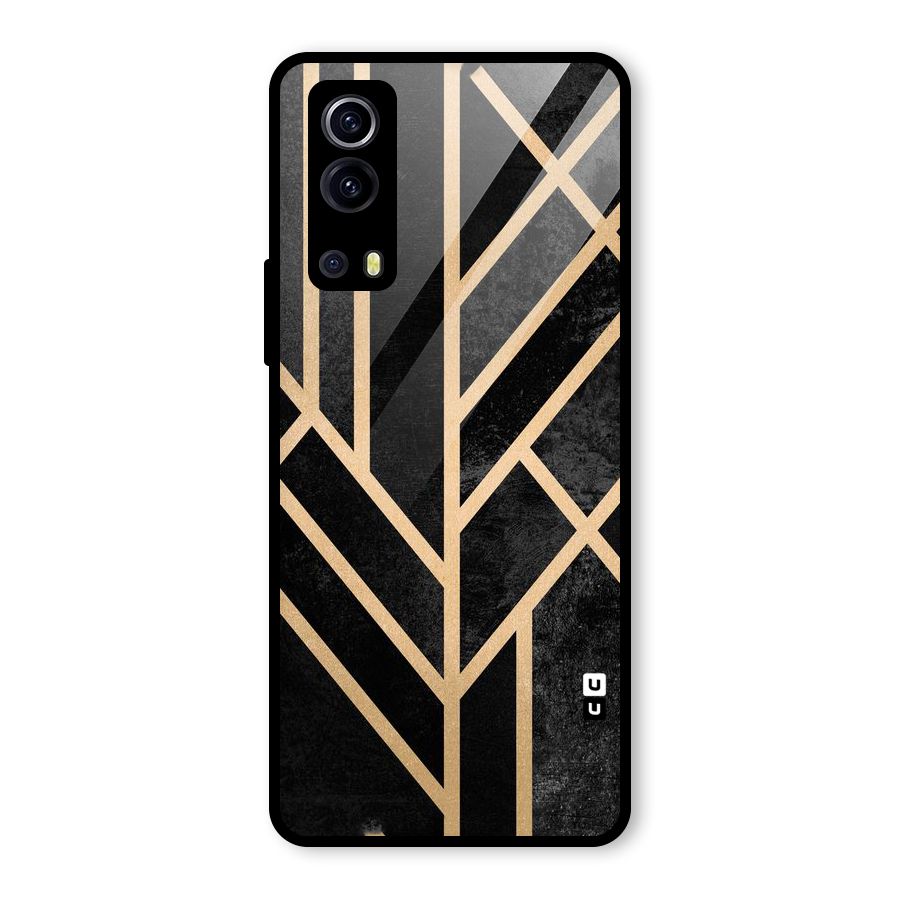 Tri Lines Gold Glass Back Case for Vivo iQOO Z3