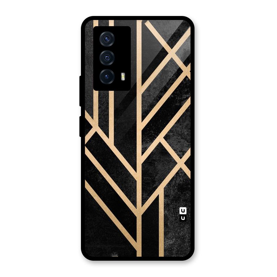 Tri Lines Gold Glass Back Case for Vivo iQOO Z5