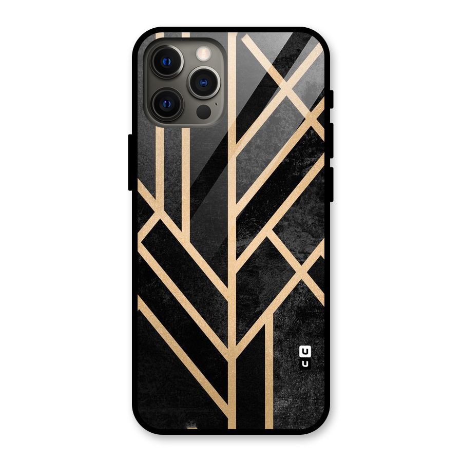 Tri Lines Gold Glass Back Case for iPhone 12 Pro Max