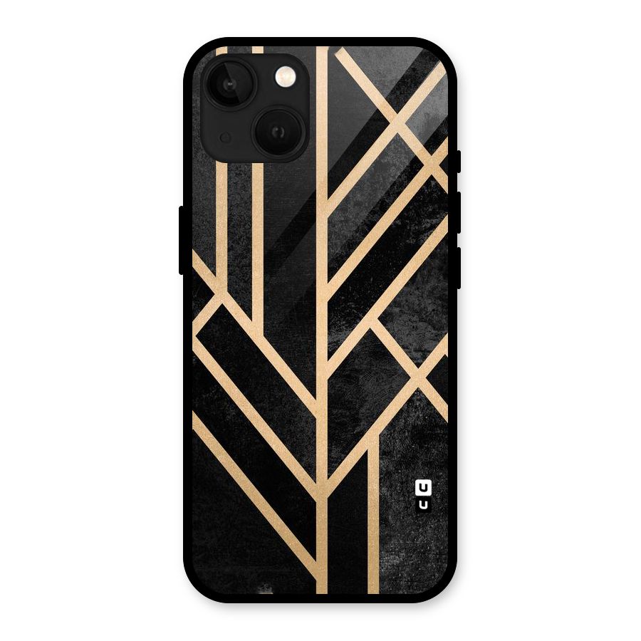Tri Lines Gold Glass Back Case for iPhone 13