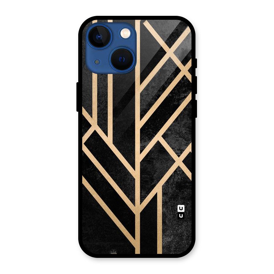 Tri Lines Gold Glass Back Case for iPhone 13 Mini