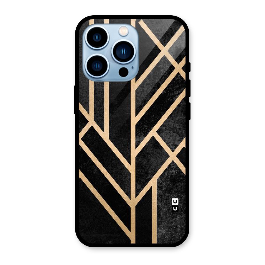 Tri Lines Gold Glass Back Case for iPhone 13 Pro