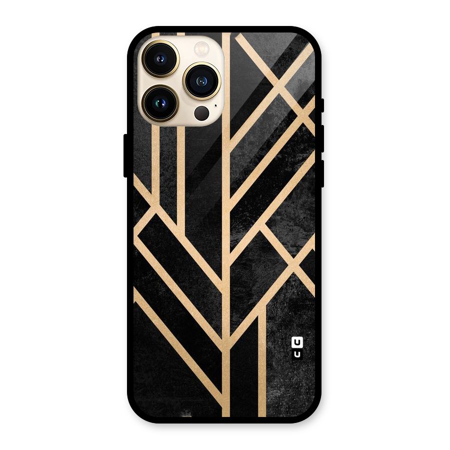 Tri Lines Gold Glass Back Case for iPhone 13 Pro Max