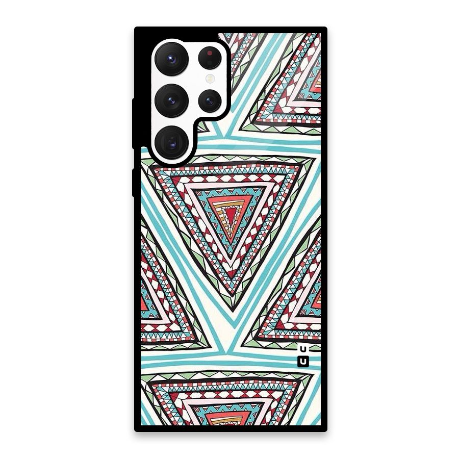 Triangle Abstract Mode Glass Back Case for Galaxy S22 Ultra 5G