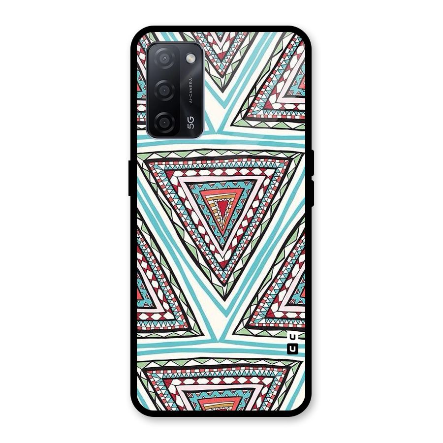 Triangle Abstract Mode Glass Back Case for Oppo A53s 5G