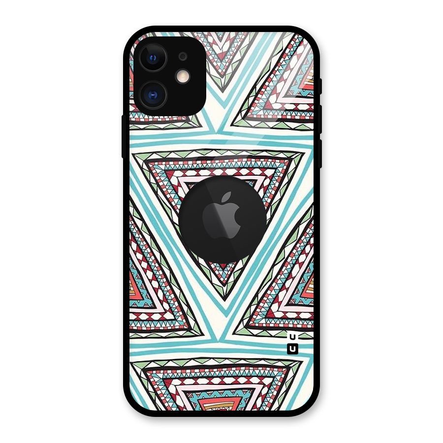 Triangle Abstract Mode Glass Back Case for iPhone 11 Logo Cut