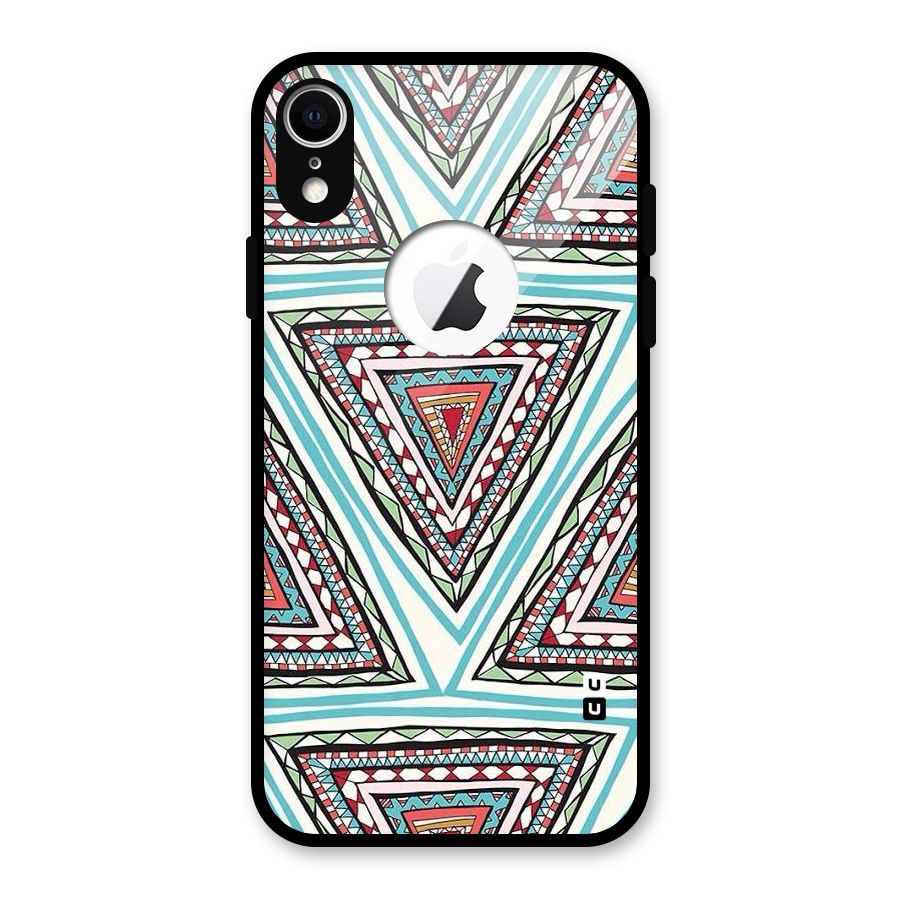 Triangle Abstract Mode Glass Back Case for iPhone XR Logo Cut