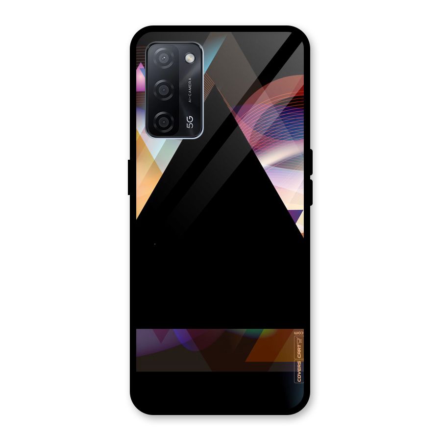 Triangle Black Abstract Glass Back Case for Oppo A53s 5G