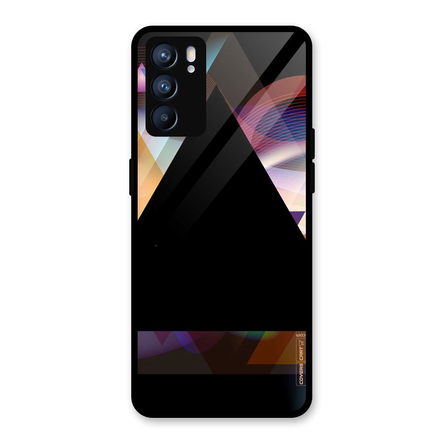 Triangle Black Abstract Glass Back Case for Oppo Reno6 5G