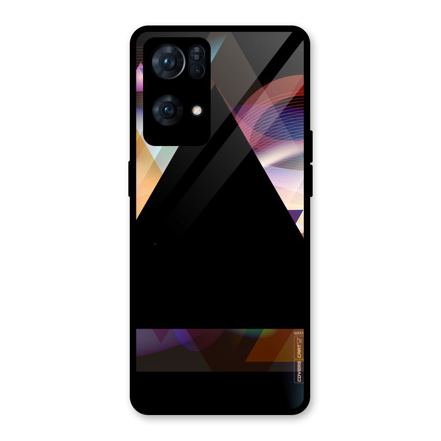 Triangle Black Abstract Glass Back Case for Oppo Reno7 Pro 5G