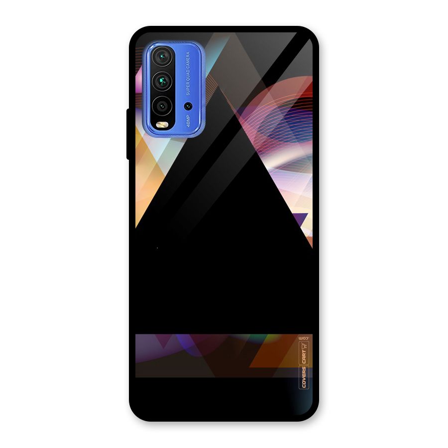 Triangle Black Abstract Glass Back Case for Redmi 9 Power