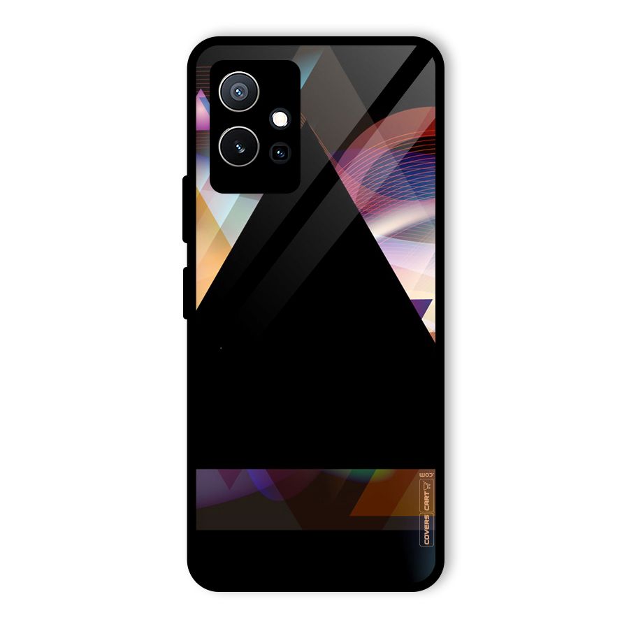 Triangle Black Abstract Glass Back Case for Vivo T1 5G