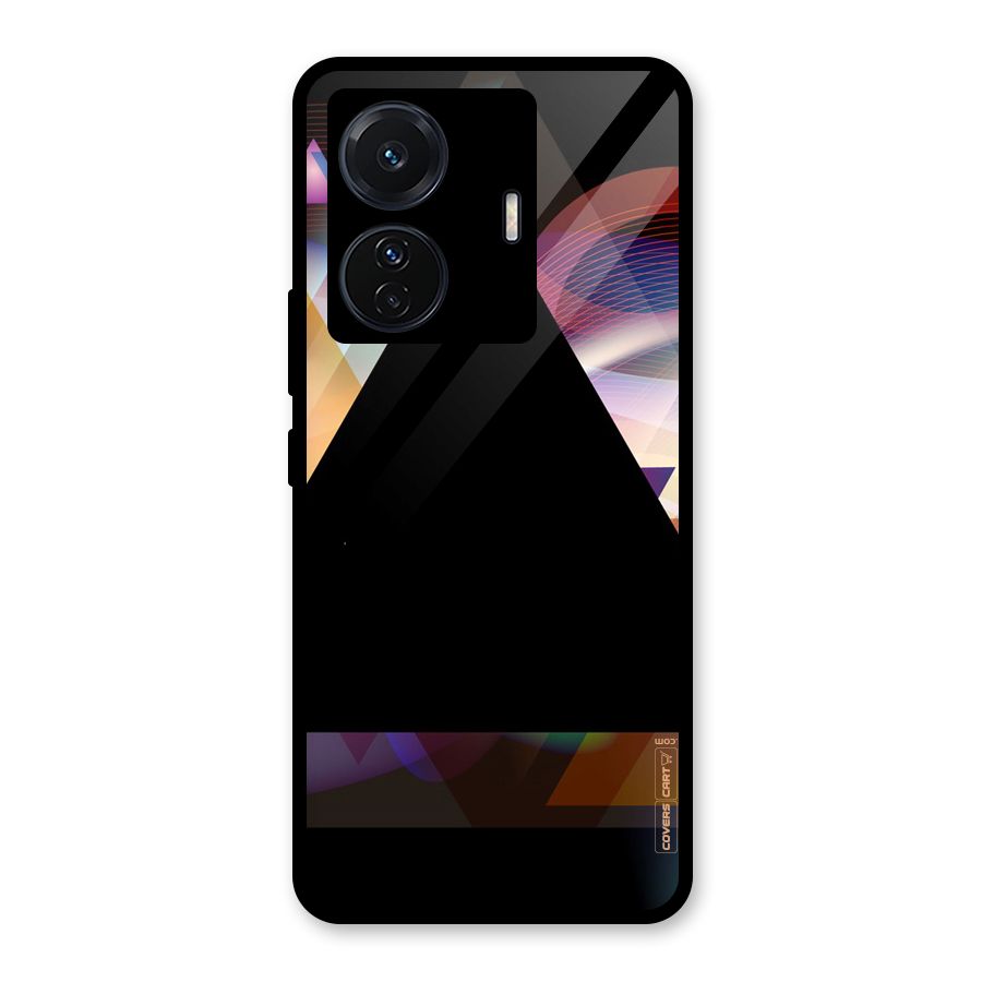 Triangle Black Abstract Glass Back Case for Vivo T1 Pro
