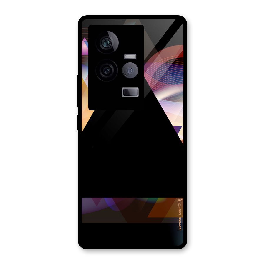 Triangle Black Abstract Glass Back Case for Vivo iQOO 11 5G