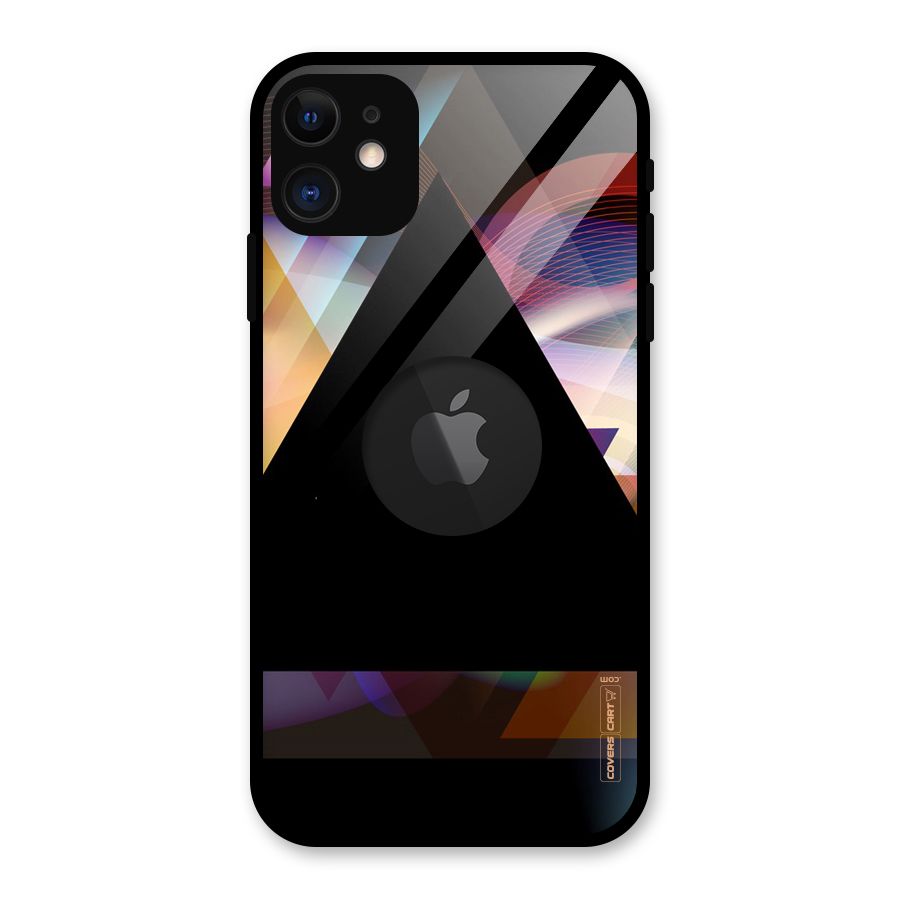 Triangle Black Abstract Glass Back Case for iPhone 11 Logo Cut