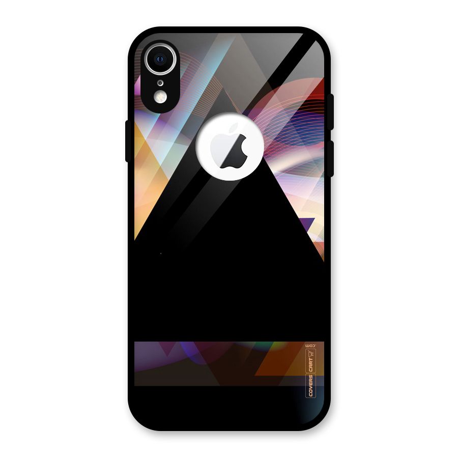 Triangle Black Abstract Glass Back Case for iPhone XR Logo Cut