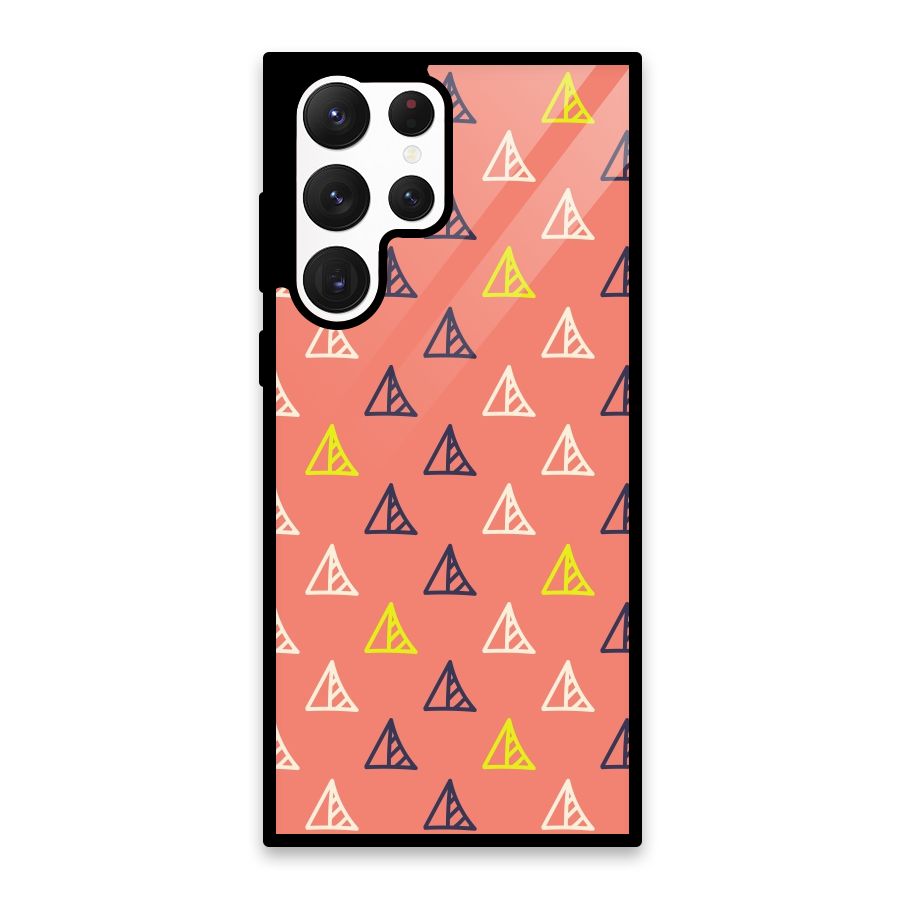 Triangular Boho Pattern Glass Back Case for Galaxy S22 Ultra 5G