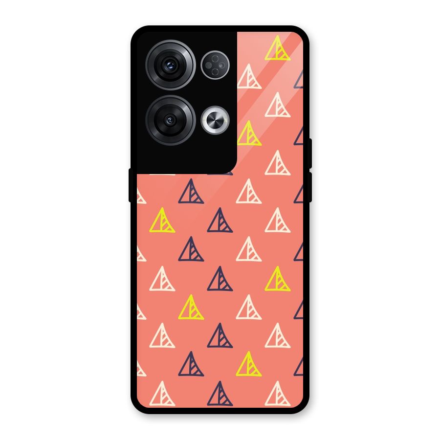 Triangular Boho Pattern Glass Back Case for Oppo Reno8 Pro 5G