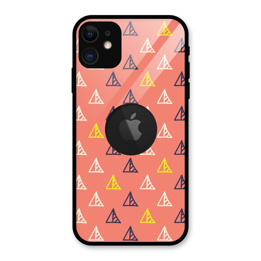 Triangular Boho Pattern Glass Back Case for iPhone 11 Logo Cut