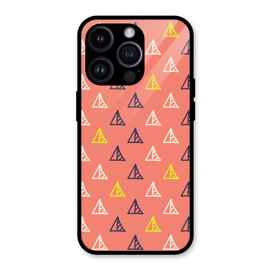 Triangular Boho Pattern Glass Back Case for iPhone 14 Pro