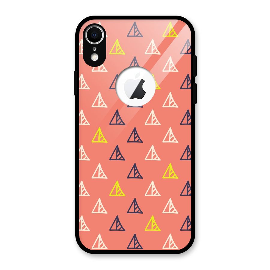 Triangular Boho Pattern Glass Back Case for iPhone XR Logo Cut