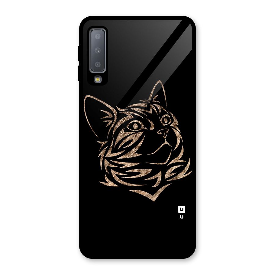 Tribal Cat Glass Back Case for Galaxy A7 (2018)