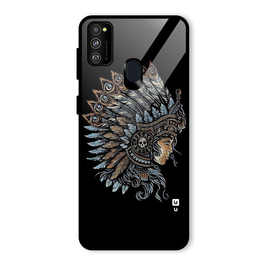 Tribal Design Glass Back Case for Galaxy M21