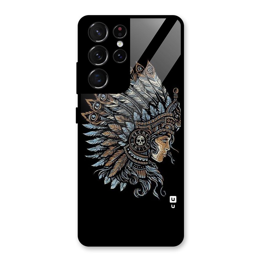 Tribal Design Glass Back Case for Galaxy S21 Ultra 5G
