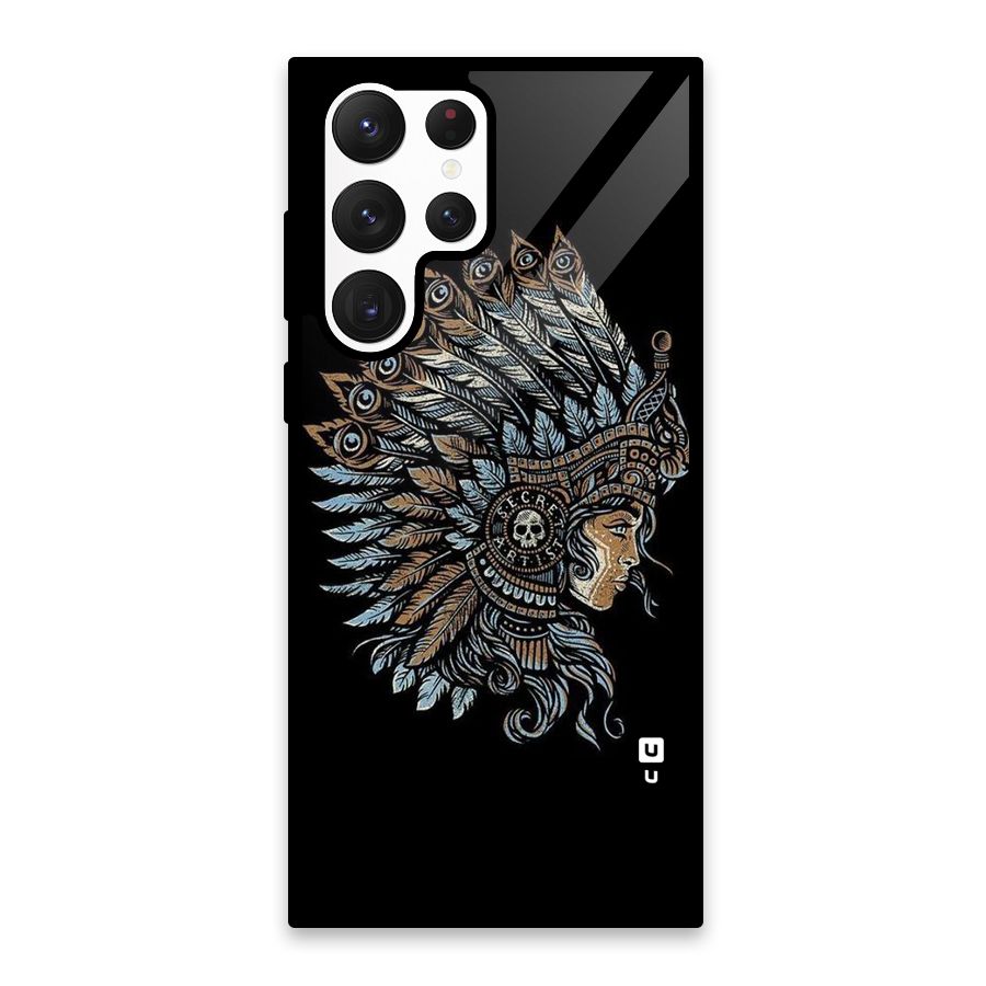 Tribal Design Glass Back Case for Galaxy S22 Ultra 5G