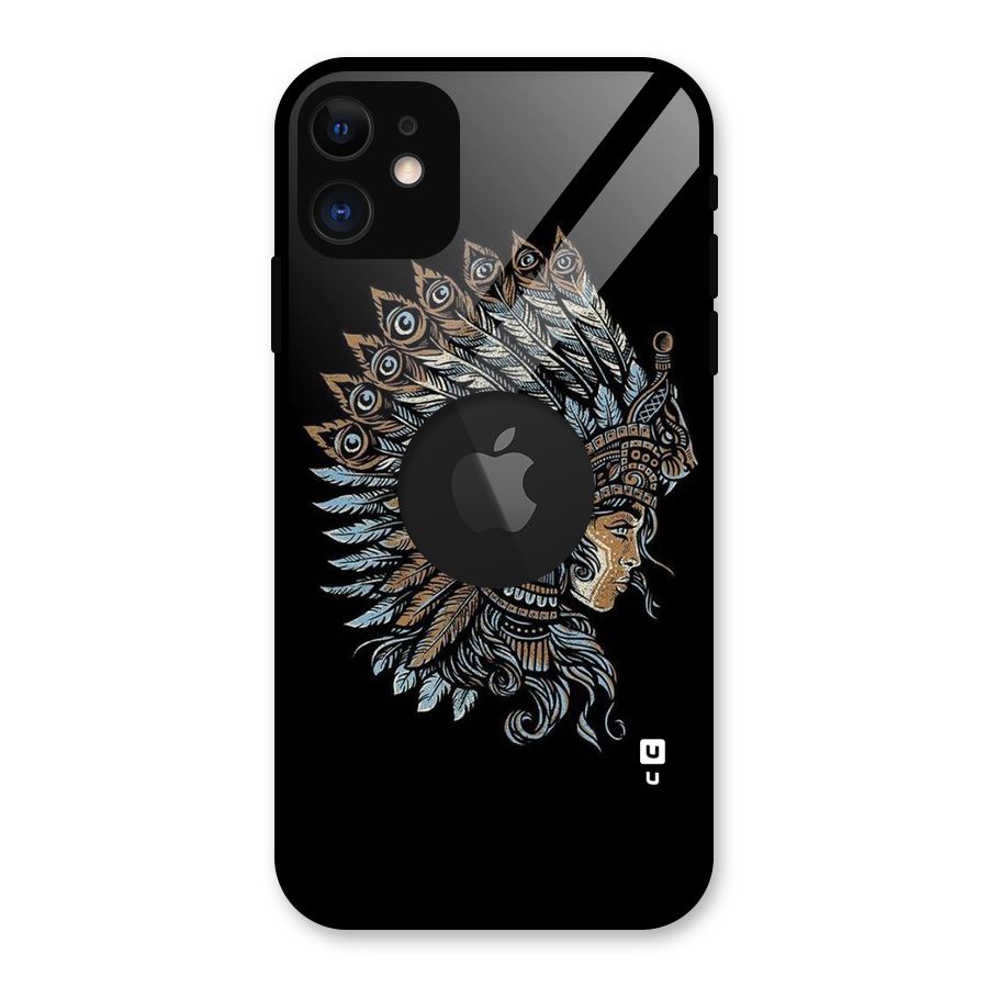 Tribal Design Glass Back Case for iPhone 11 Logo Cut
