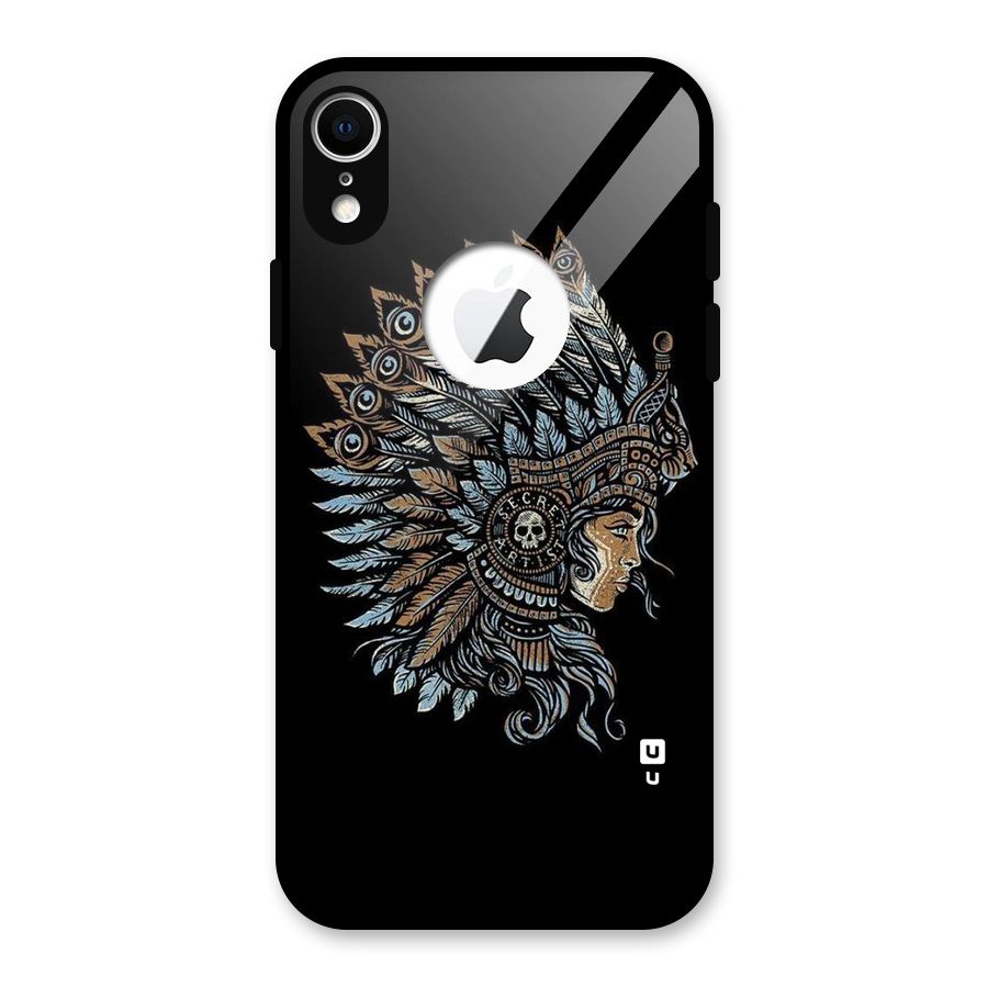 Tribal Design Glass Back Case for iPhone XR Logo Cut