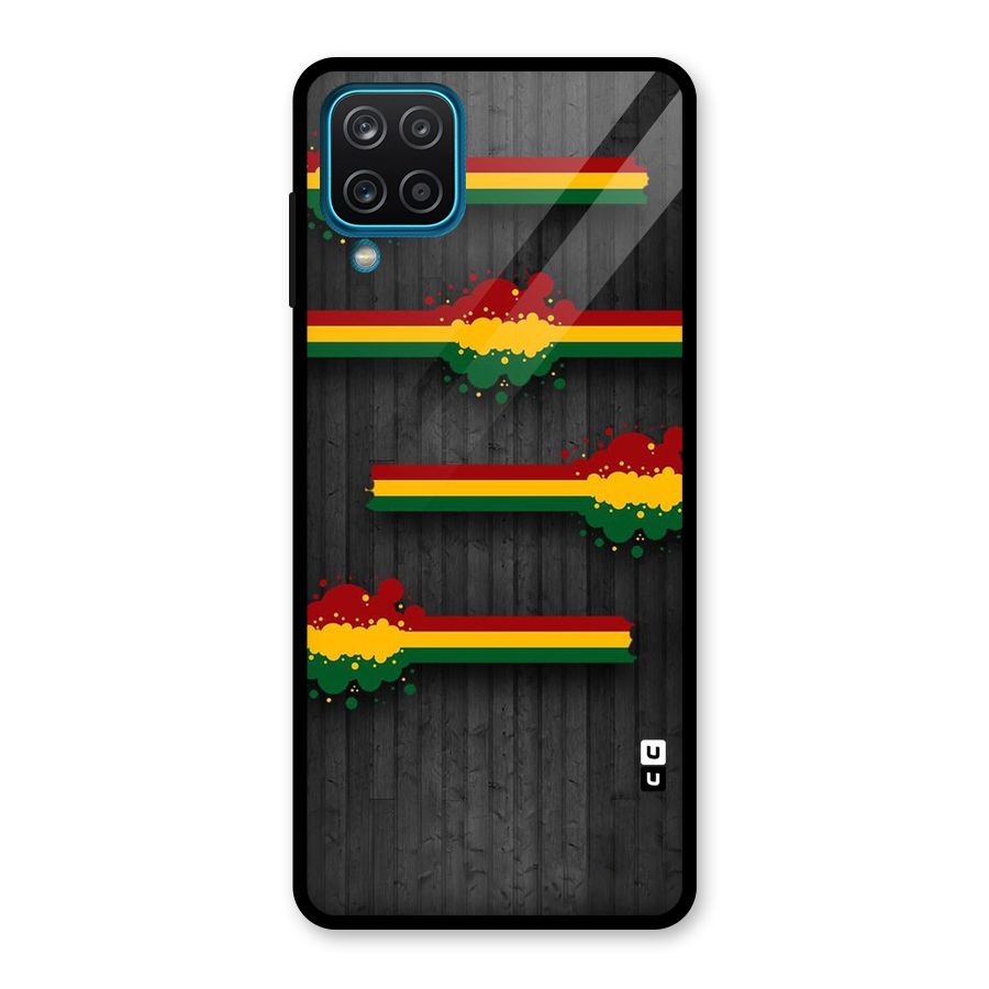 Tricolor Splash Design Glass Back Case for Galaxy A12
