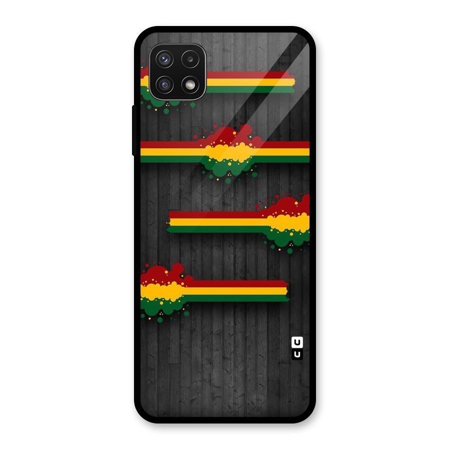 Tricolor Splash Design Glass Back Case for Galaxy A22 5G