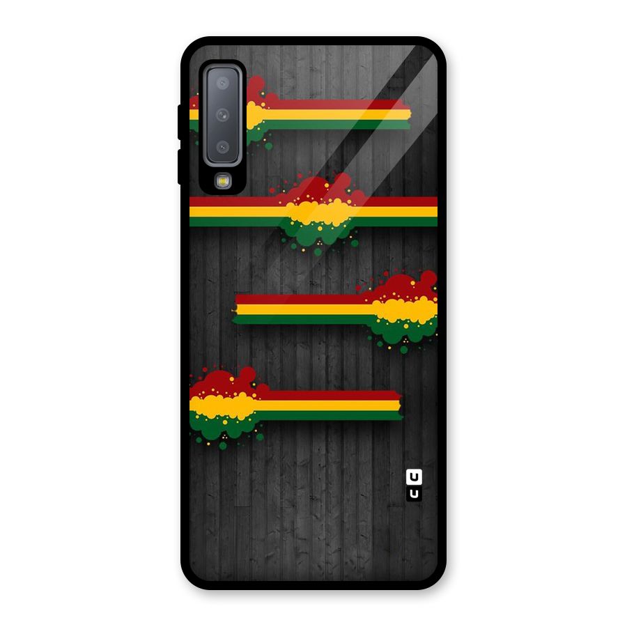 Tricolor Splash Design Glass Back Case for Galaxy A7 (2018)