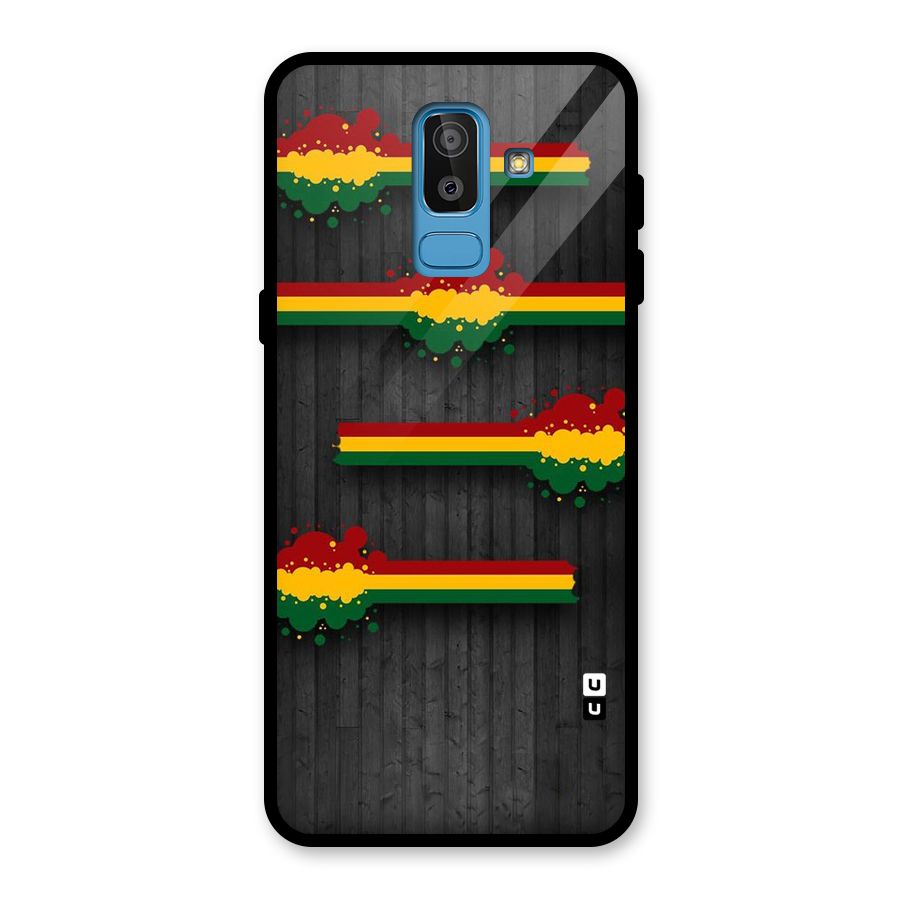 Tricolor Splash Design Glass Back Case for Galaxy J8