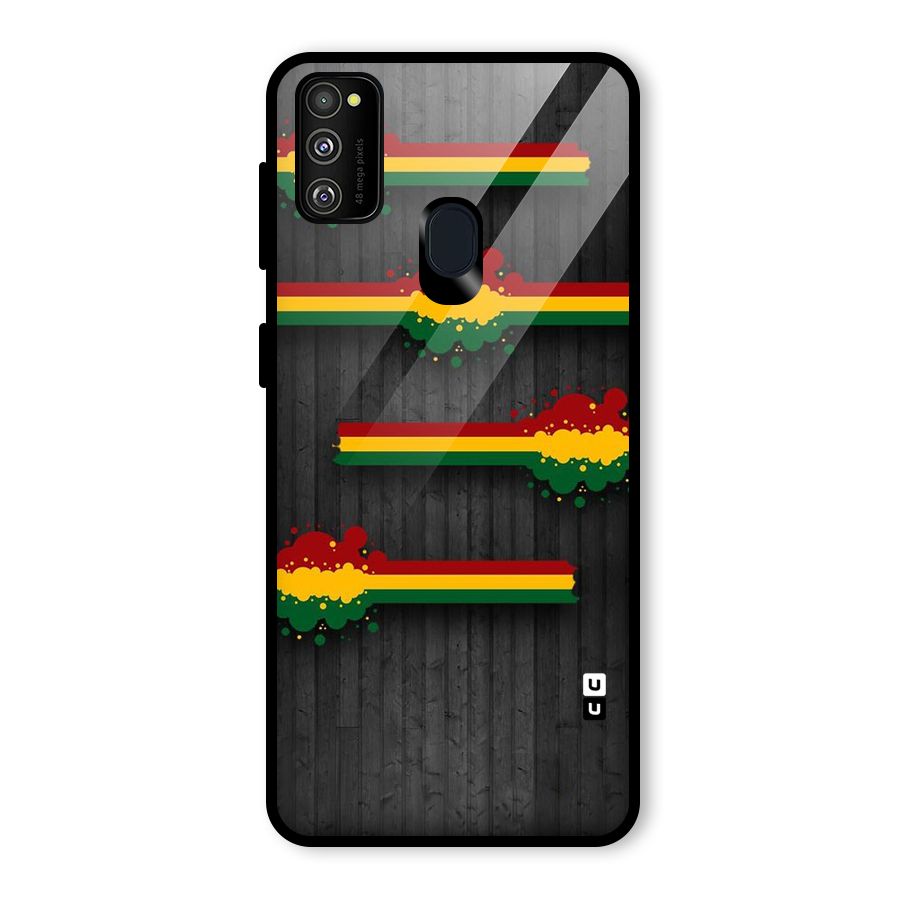 Tricolor Splash Design Glass Back Case for Galaxy M21