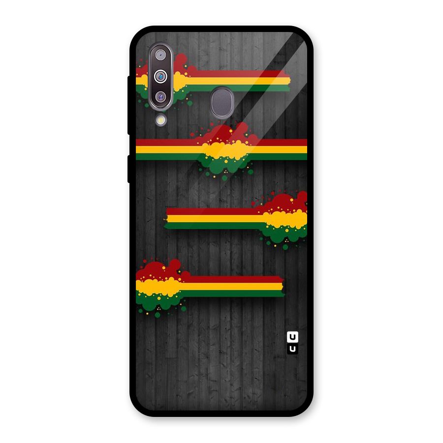 Tricolor Splash Design Glass Back Case for Galaxy M30