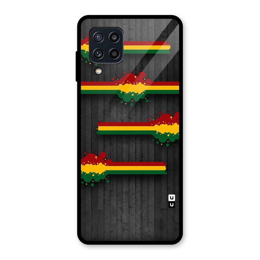 Tricolor Splash Design Glass Back Case for Galaxy M32