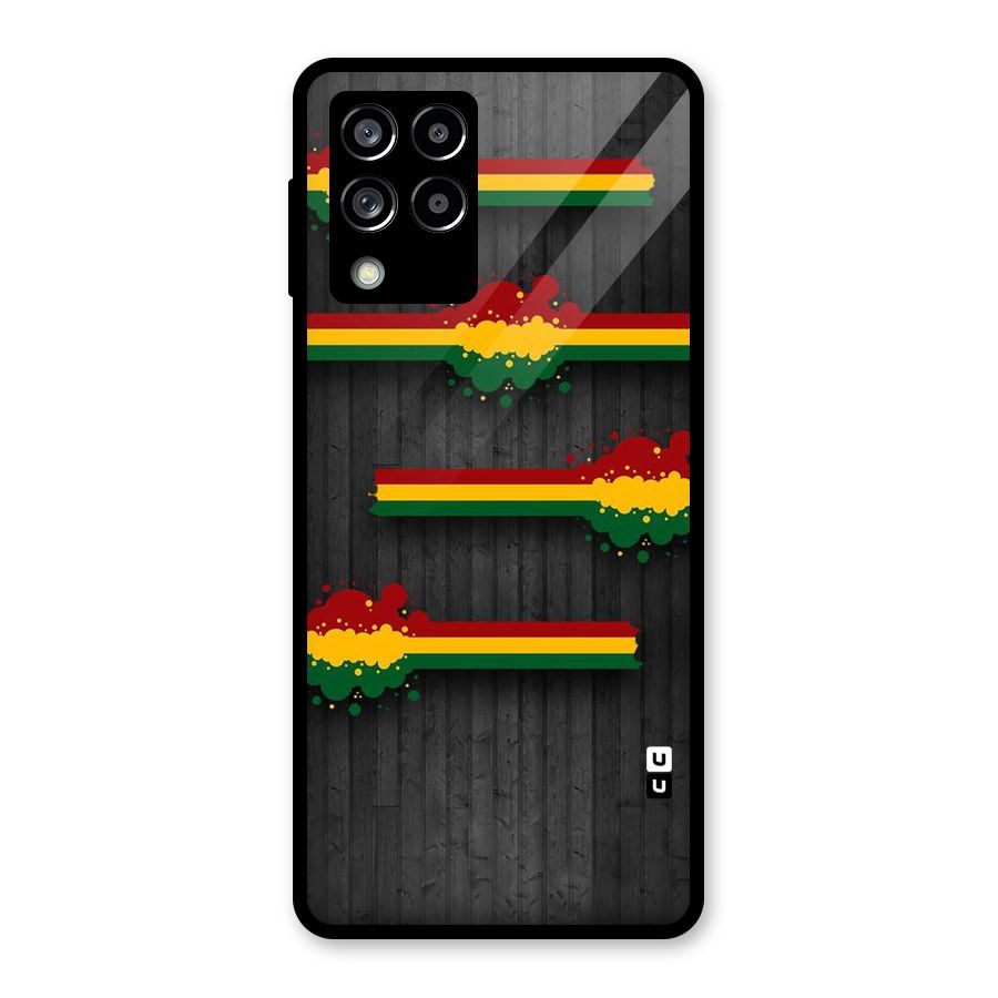 Tricolor Splash Design Glass Back Case for Galaxy M53 5G
