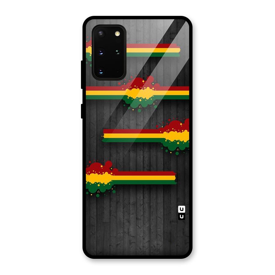 Tricolor Splash Design Glass Back Case for Galaxy S20 Plus