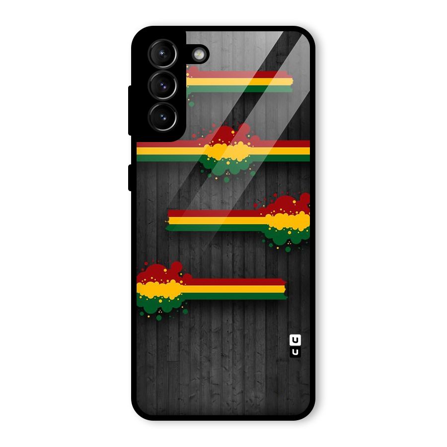Tricolor Splash Design Glass Back Case for Galaxy S21 Plus