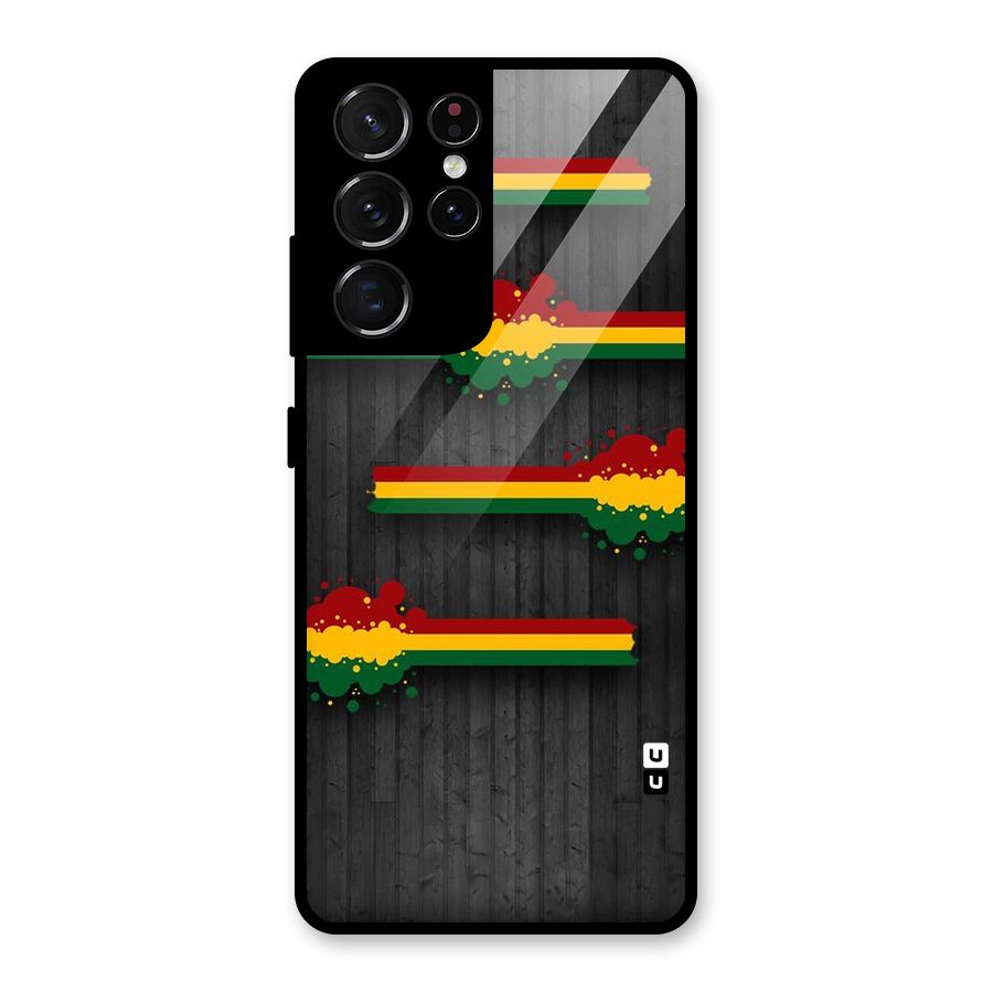 Tricolor Splash Design Glass Back Case for Galaxy S21 Ultra 5G