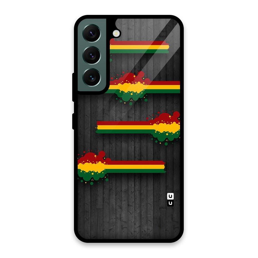 Tricolor Splash Design Glass Back Case for Galaxy S22 5G