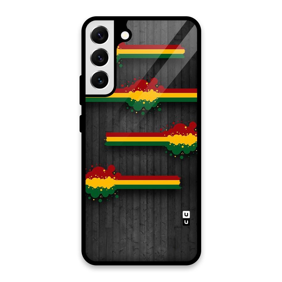 Tricolor Splash Design Glass Back Case for Galaxy S22 Plus 5G