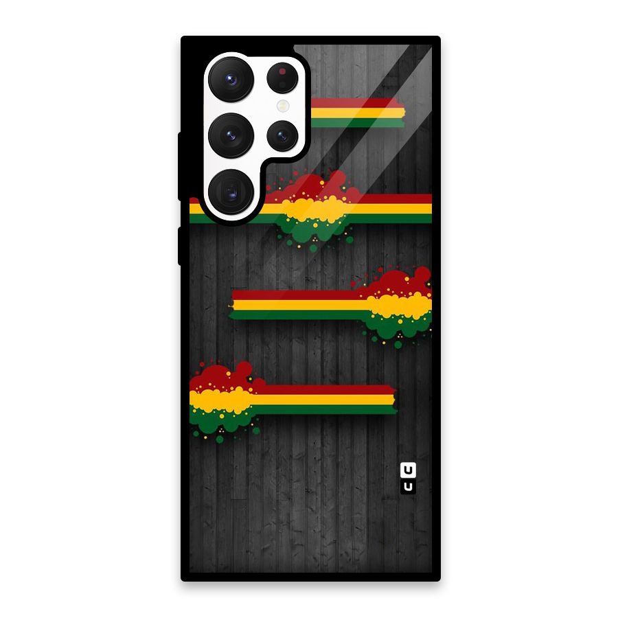 Tricolor Splash Design Glass Back Case for Galaxy S22 Ultra 5G