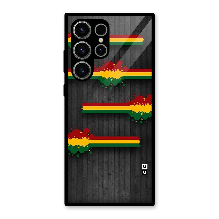 Tricolor Splash Design Glass Back Case for Galaxy S23 Ultra