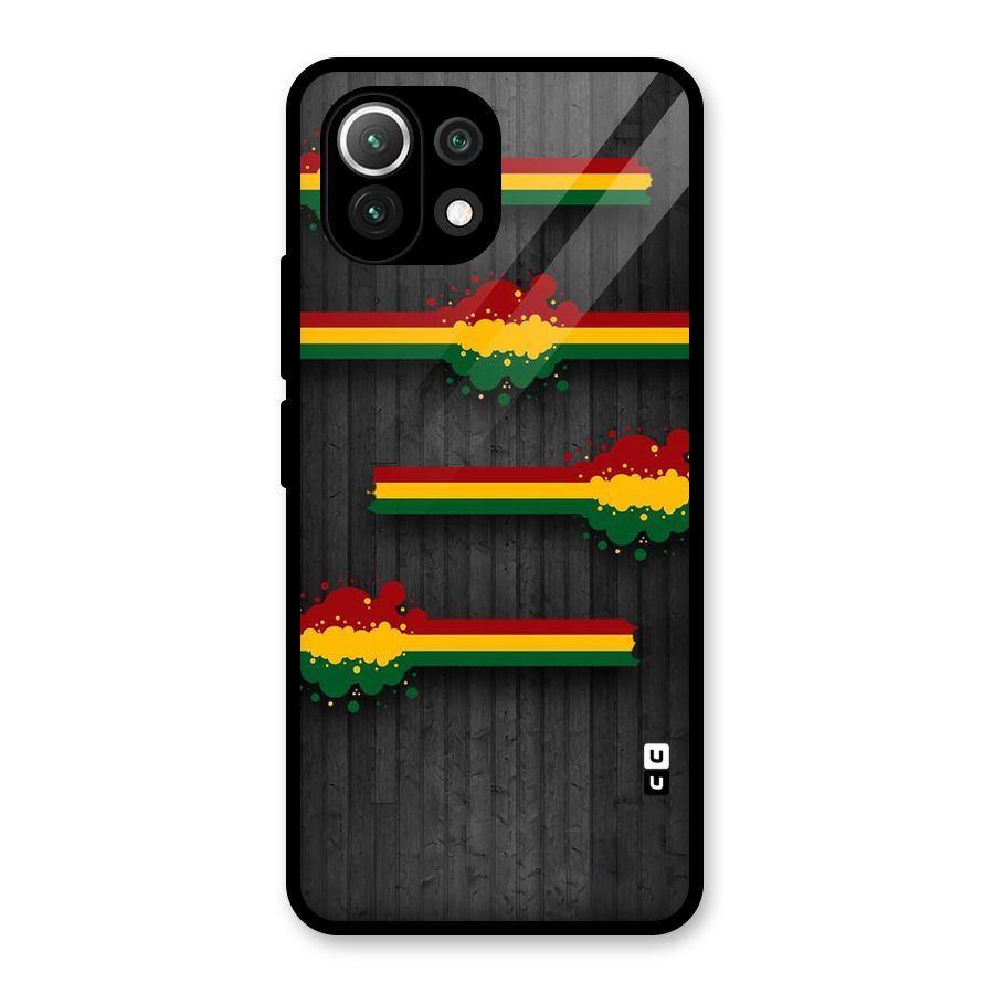 Tricolor Splash Design Glass Back Case for Mi 11 Lite