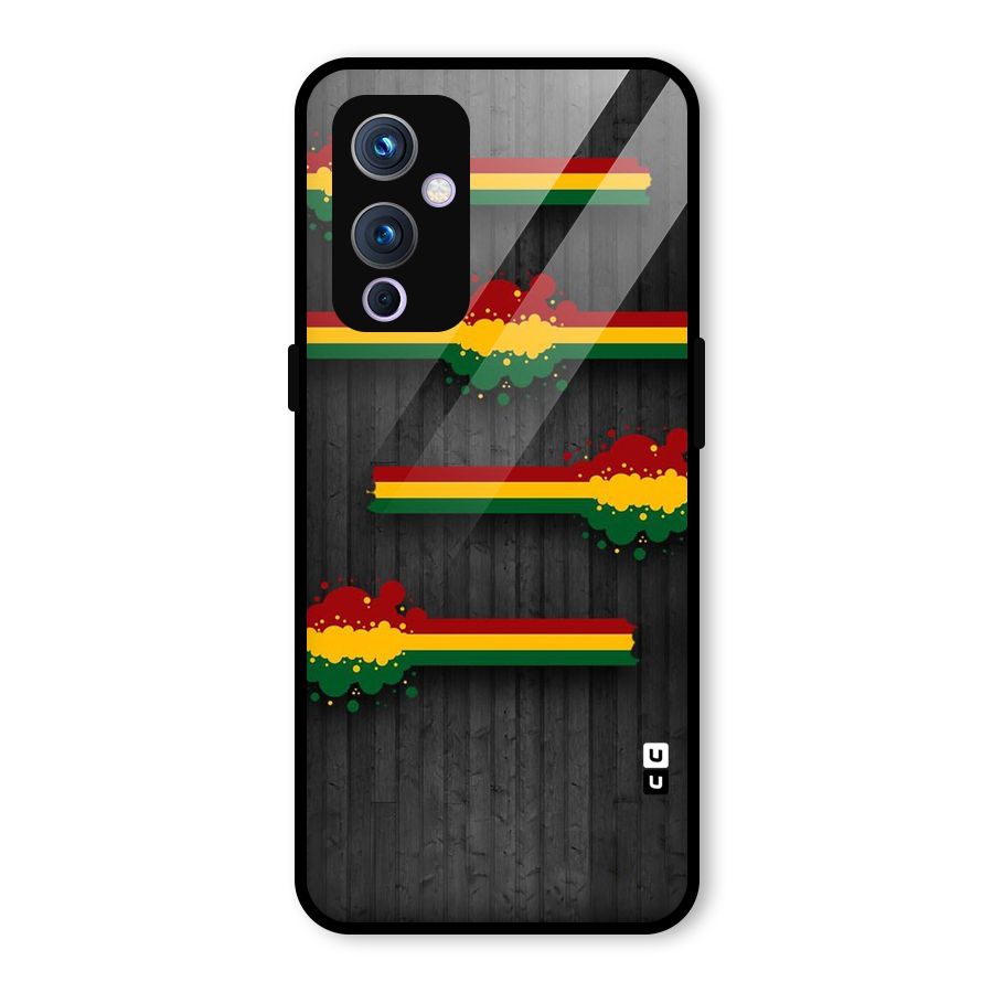 Tricolor Splash Design Glass Back Case for OnePlus 9