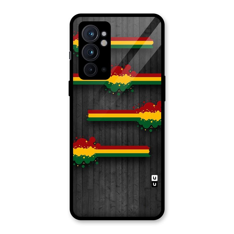 Tricolor Splash Design Glass Back Case for OnePlus 9RT 5G